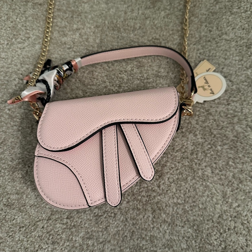 Doe A Dear Mini Saddle Purse with Scarf (pink)